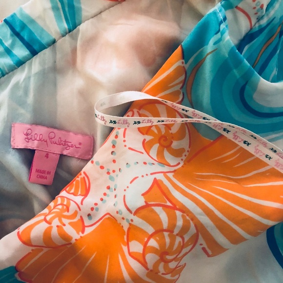 One Shoulder Lilly Pulitzer Printed Silk Dress, 4 - Picture 3 of 4